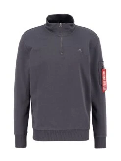 Alpha Industries X-FIT HALF ZIP SWEATER -Deals Simple Men Wear Store 108310 VINTAGEGREY 1