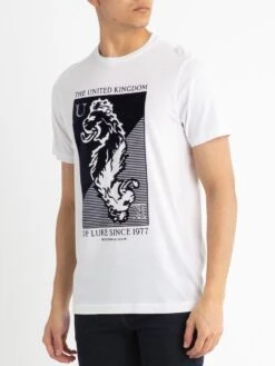 STAMP ON IT T-SHIRT -Deals Simple Men Wear Store M460115 WHITE NAVY 2