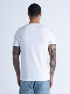 TROUSER TAPE T-SHIRT -Deals Simple Men Wear Store M520183 WHITE BLACK 3