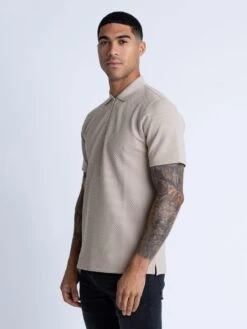 GILBRALTAR ZIP POLO -Deals Simple Men Wear Store M621406 STONE 2
