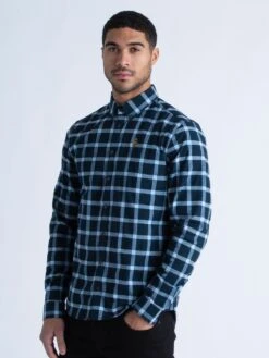 OXFORD TAILORED FIT SHIRT -Deals Simple Men Wear Store M650950 DARK NAVY ECRU SKY BLUE 2