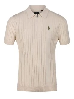 RIB EYE KNITTED ZIP POLO