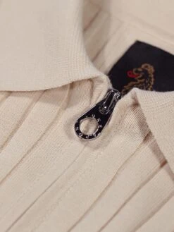 RIB EYE KNITTED ZIP POLO 12 RIB EYE KNITTED ZIP POLO -Deals Simple Men Wear Store M710652 ECRU 4