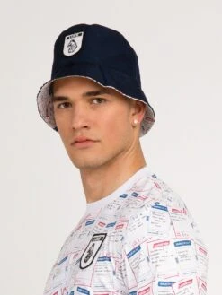 FUN STOPS REVERSIBLE BUCKET HAT -Deals Simple Men Wear Store M721257 NAVY 2