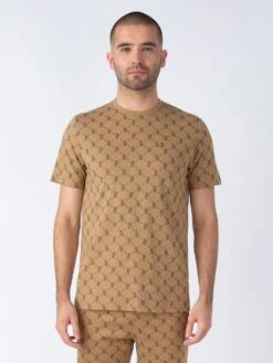 LINEKER OVERPRINT T-SHIRT -Deals Simple Men Wear Store M730162 CARAMEL DARKNAVY 1