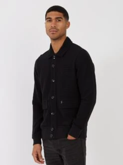 CRIBBS CAUSEWAY BUTTON THROUGH SWEAT CARDIGAN 9 CRIBBS CAUSEWAY BUTTON THROUGH SWEAT CARDIGAN -Deals Simple Men Wear Store M730307 BLK 02