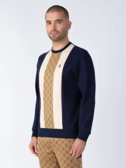 PICKFORD OVER PRINT SWEAT -Deals Simple Men Wear Store M750354 DARKNAVY CARAMEL 2