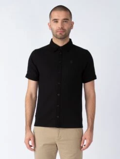 LARRY TEXTURED SLIM FIT SHIRT -Deals Simple Men Wear Store M751401 BLACK 1